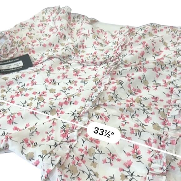 ASOS Influence Pink and Green floral tiered  Mini Sundress NEW Size 16 - Picture 7 of 9